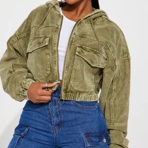 Olive Green Corduroy Women's Jacket